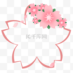 春季樱花形状边框文本框