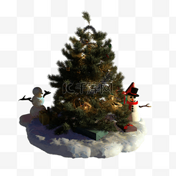 度雪人图片_红绿圣诞树和雪人