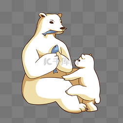 进食亲子北极熊