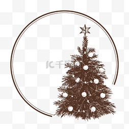棕色精美装饰圣诞树圆圈边框