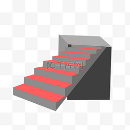 红色立体楼梯插图