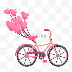 七夕情人节粉色浪漫自行车