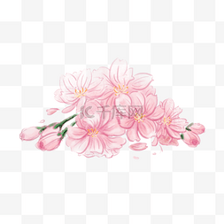日系粉色小清新图片_手绘唯美小清新粉色樱花元素装饰