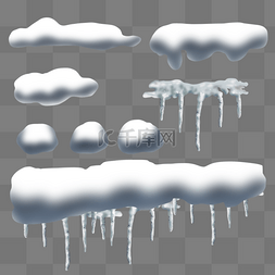 雪帽和雪柱抽象手绘