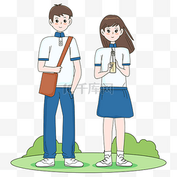 毕业季学生图片_校服男生女生矢量图