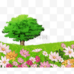 绿色生活环境保护草地树花丛