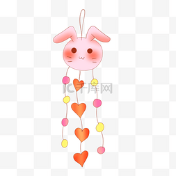 可爱的粉色兔子风铃