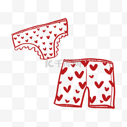 爱心图案的情侣短裤PNG免抠素材