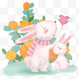 母子兔子图片_母亲节兔子动物母子