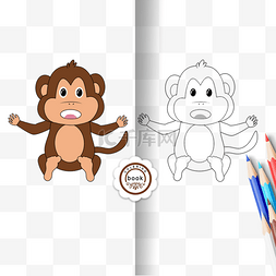 monkey clipart black and white 儿童画黑