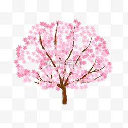 粉色春季海报图片_樱花树卡通装饰图案下载