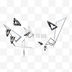 三角立体漂浮图片_C4D悬浮黑白系三角框素材