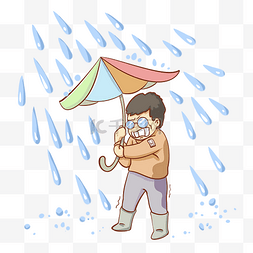 郑州暴雨图片_暴雨打伞男孩