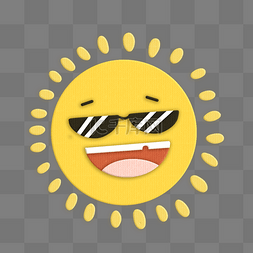 夏天笑脸图片_剪纸风夏日戴墨镜的太阳