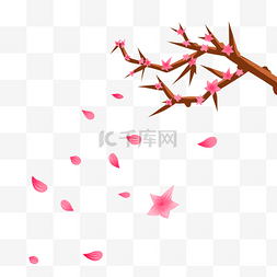 粉红花朵花枝枝头装饰