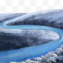 冬季风景河流插画
