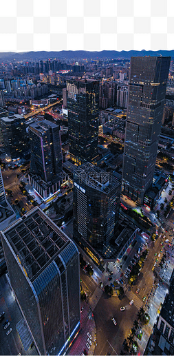 夜景城市风光图片_夕阳下的福州金融街魔天大楼全景