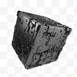 立方体标注图片_科技感黑色质感立方体