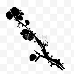 黑色花朵树枝插画