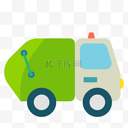 车免抠的图片_绿色的垃圾车免抠图