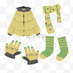 冬季黄色绿色温暖服装