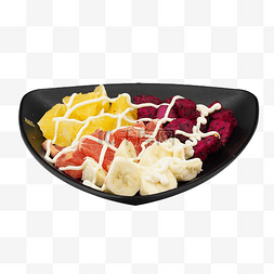 生鲜水果易拉宝图片_黑色餐盘水果沙拉