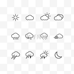 卡通太阳云朵图片_图标黑白天气图标