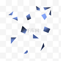 碎片漂浮图片_蓝色几何图形碎片漂浮元素