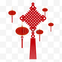 春节装饰中国结和灯笼