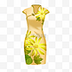黄色短裙旗袍