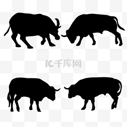 卡通水牛图片_牛年手绘公牛水牛动物剪影