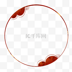 边框纹理中国风图片_红色中国风圆形祥云边框