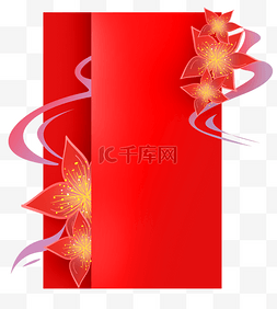 红色主题文字框图片_红色中国风花朵提示框
