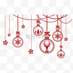 圣诞红色海报图片_圣诞节剪纸彩球挂饰