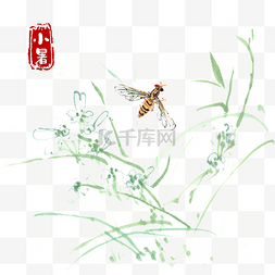 国画绿叶图片_小暑绿叶与蜜蜂