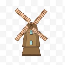 西班牙大风车图片_棕色农场大风车建筑