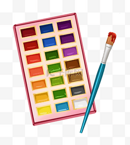 颜料画笔图片_教育培训绘画工具画笔颜料免抠png