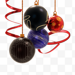 3d圣诞装饰球挂饰丝带组合
