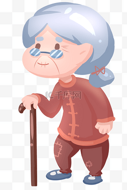 老奶奶干农活图片_白发的老奶奶小人插画