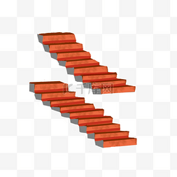 创意楼梯装饰图片_橙色的楼梯装饰插画