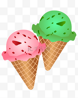冰淇淋草莓图片_矢量夏季夏天暑期暑假水墨冰淇淋