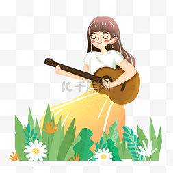义务教育小报图片_教育培训学生女孩弹吉他素材