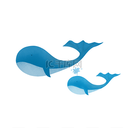 小鲸鱼喷水图片_蓝鲸母子在大海遨游世界