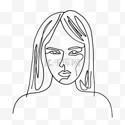 抽象画鼻子图片_卡通手绘线条女人插画