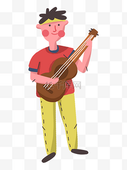 玩乐器图片_教育培训弹吉他的男孩
