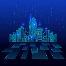 蓝色城市科技图片_高科技城市