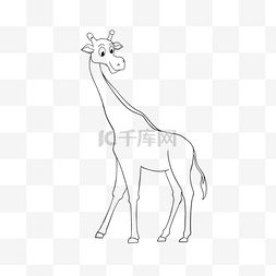 手绘儿童画线图片_giraffe clipart black and white 长颈鹿回