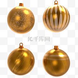 金色光效png图片_金色光效圣诞装饰球