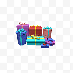 节日礼品彩带图片_彩色形状不同的礼品盒