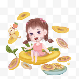 可爱卡通小姑娘图片_美味零食系列小姑娘的甜甜圈